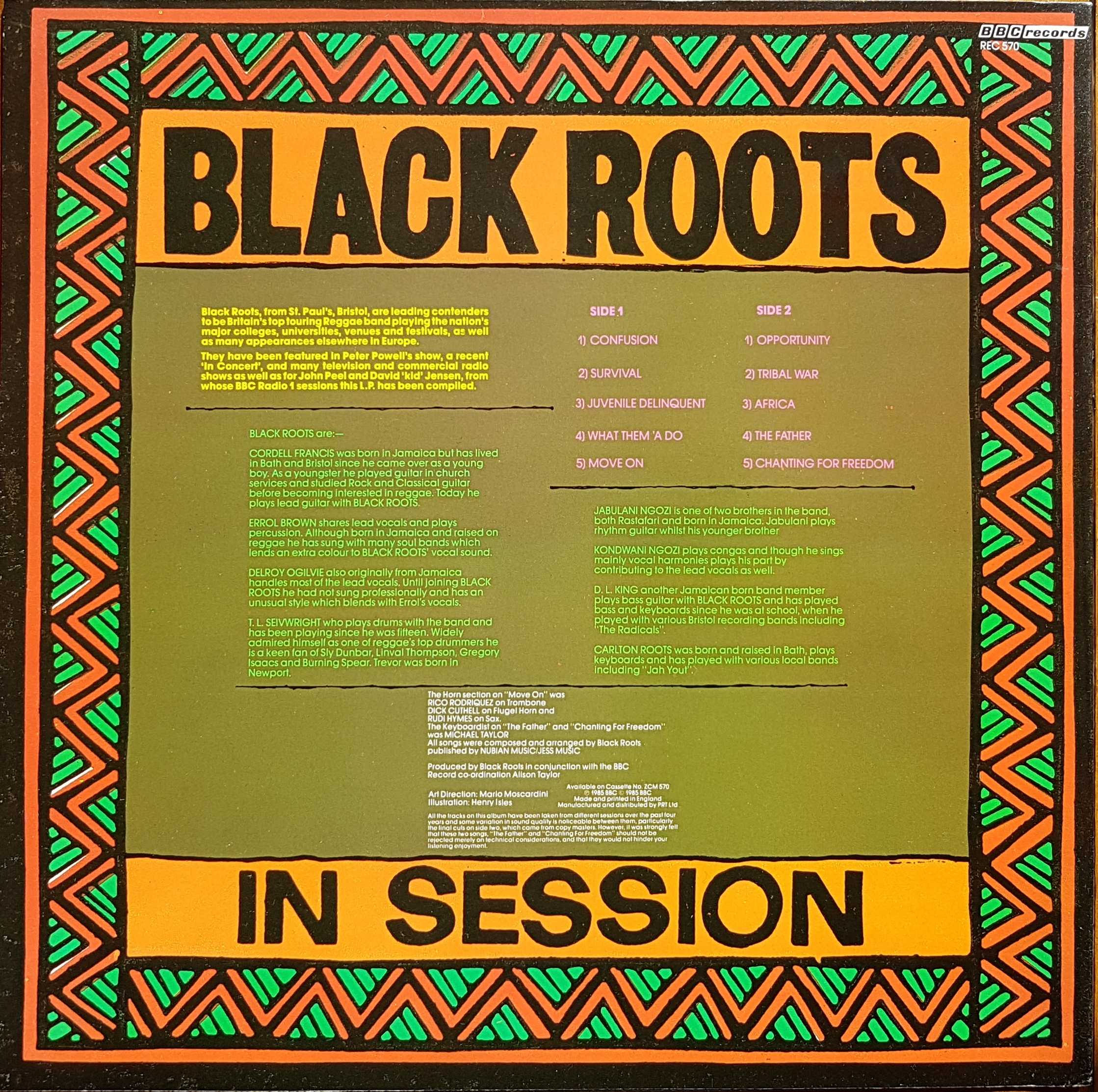 Picture of REC 570 In session by artist Black Roots from the BBC records and Tapes library